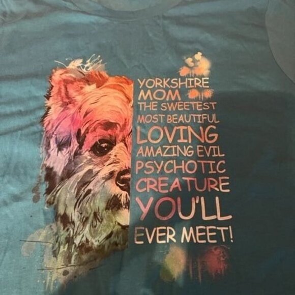 Yorkshire Terrier mom blue Graphic T-Shirt Short-Sleeve Crewneck Bella + Canvas - Picture 5 of 6